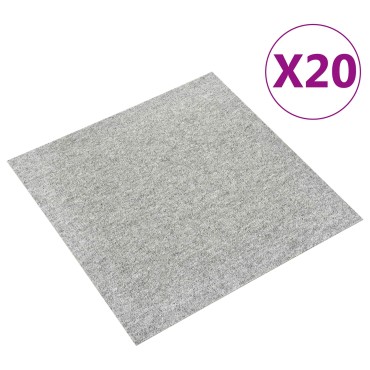 vidaXL Χαλί 20 τμχ. Ανοιχτό γκρι 50x50cm 100% Πολυπροπυλένιο