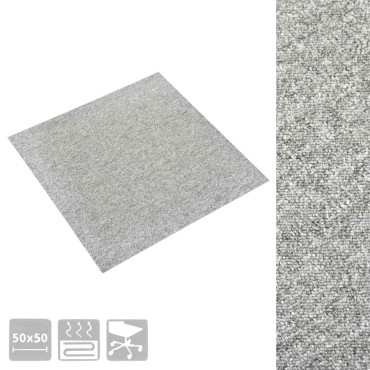 vidaXL Χαλί 20 τμχ. Ανοιχτό γκρι 50x50cm 100% Πολυπροπυλένιο