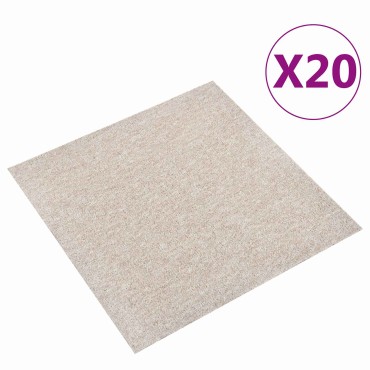 vidaXL Χαλί 20 τμχ. Ανοιχτό μπεζ. 50x50cm 100% Πολυπροπυλένιο