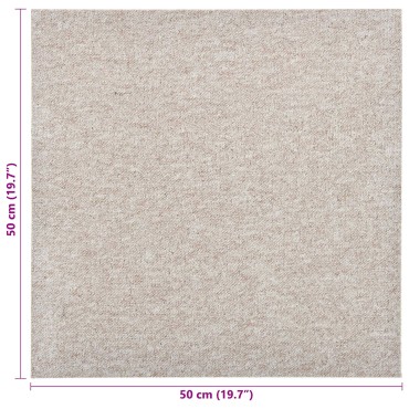 vidaXL Χαλί 20 τμχ. Ανοιχτό μπεζ. 50x50cm 100% Πολυπροπυλένιο