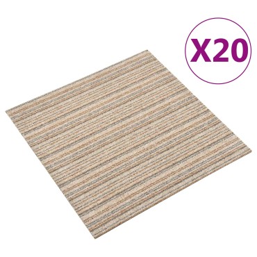 vidaXL Χαλί 20 τμχ. Ριγέ μπεζ 50x50cm 100% Πολυπροπυλένιο