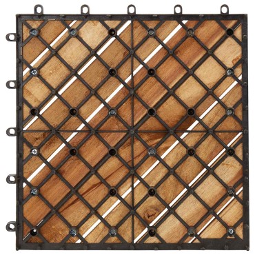 vidaXL Πλάκα Κατασκευής 10 τμχ. Καφέ 30 x 30 cm Ξύλο Ακακίας