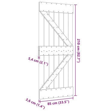 vidaXL Πόρτα NARVIK Φυσικό 85 x 210 cm Συμπαγές Ξύλο Πεύκου