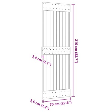 vidaXL Πόρτα NARVIK Φυσικό 70 x 210 cm Συμπαγές Ξύλο Πεύκου