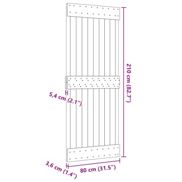 vidaXL Πόρτα NARVIK Φυσικό 80 x 210 cm Συμπαγές Ξύλο Πεύκου