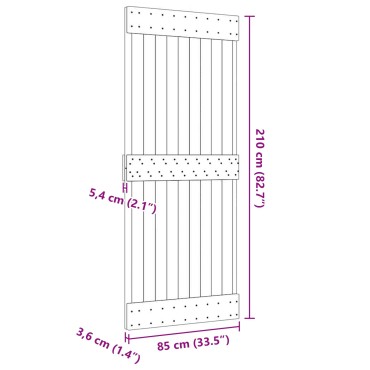 vidaXL Πόρτα NARVIK Φυσικό 85 x 210 cm Συμπαγές Ξύλο Πεύκου