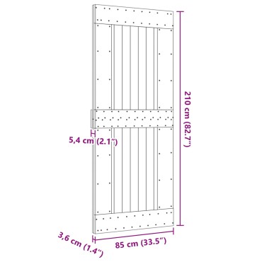 vidaXL Πόρτα NARVIK Φυσικό 85 x 210 cm Συμπαγές Ξύλο Πεύκου