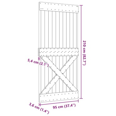 vidaXL Πόρτα NARVIK Φυσικό 95 x 210 cm Συμπαγές Ξύλο Πεύκου