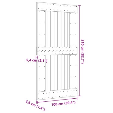 vidaXL Πόρτα NARVIK Φυσικό 100 x 210 cm Συμπαγές Ξύλο Πεύκου