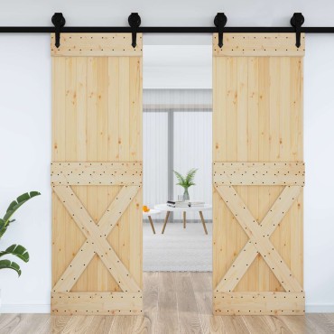 vidaXL Πόρτα Cross NARVIK 70x210cm Συμπαγές Ξύλο Πεύκου (Ακατέργαστο)