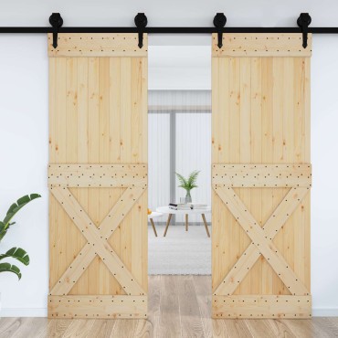 vidaXL Πόρτα NARVIK Φυσικό 80 x 210 cm Συμπαγές Ξύλο Πεύκου