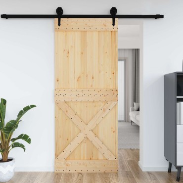 vidaXL Πόρτα Cross NARVIK 95x210cm Συμπαγές Ξύλο Πεύκου (Ακατέργαστο)