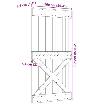 vidaXL Πόρτα NARVIK 100 x 210 cm Συμπαγές Ξύλο Πεύκου (Ακατέργαστο)