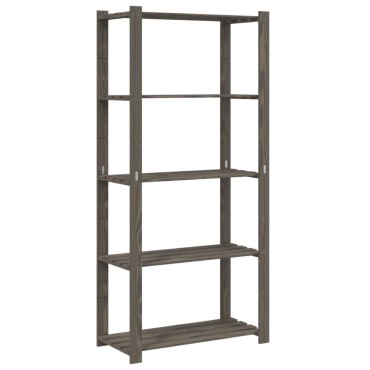 vidaXL Ραφιέρα με 5 Ράφια Γκρι 80x38x170cm Μασίφ Ξύλο Πεύκου 1 τεμ.