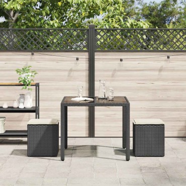 vidaXL σκαμπό κήπου με μαξιλάρια 2 τεμ. Μαύρο 40x40x43cm