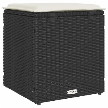 vidaXL σκαμπό κήπου με μαξιλάρια 2 τεμ. Μαύρο 40x40x43cm