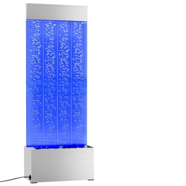 vidaXL Στήλη Με Φούσκες και Φώτα LED RGB 110 εκ. Ανοξ. Ατσάλι/Ακρυλικό