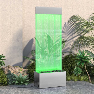 vidaXL Στήλη Με Φούσκες και Φώτα LED RGB 110 εκ. Ανοξ. Ατσάλι/Ακρυλικό