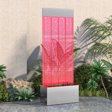 vidaXL Στήλη Με Φούσκες και Φώτα LED RGB 110 εκ. Ανοξ. Ατσάλι/Ακρυλικό
