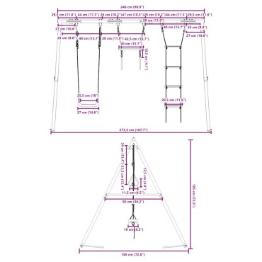 vidaXL Κούνια Εξωτερικού Χώρου Σετ με Κούνια, Ακροβατική Κούνια, Σκάλα