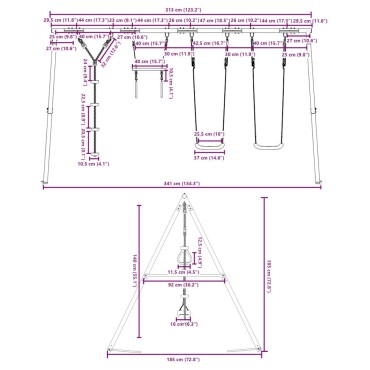 vidaXL Κούνια Εξωτερικού Χώρου Σετ Κούνιες, Ακρ. Κούνια, Κούνια Δίσκος