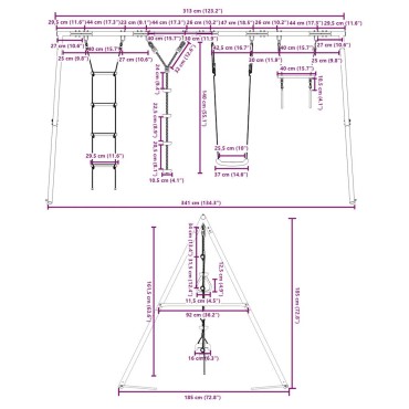 vidaXL Κούνια Εξ. Χώρου Σετ Κούνια, Ακρ. Κούνια, Σκάλα, Κούνια Δίσκος