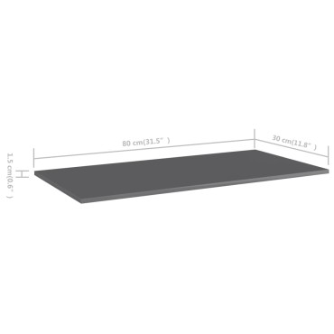 vidaXL Ράφια Βιβλιοθήκης 8 τεμ. Γυαλ. Γκρι 80x30x1,5cm Μοριοσανίδα