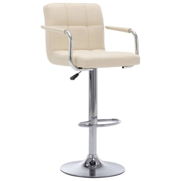 vidaXL Καρέκλες Μπαρ 2 τεμ. Κρεμ Υφασμάτινες 53x52x(92-112)cm
