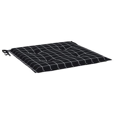 vidaXL Μαξιλάρια Καρέκλας 2 τεμ. Μαύρο Καρό 50x50x3cm Υφασμάτινα