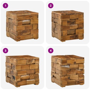 vidaXL Σκαμπό Αποθήκευσης Καφέ 40x40x45cm Στερεό Ξύλο Τίκ 1 τεμ.