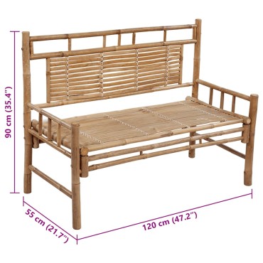 vidaXL Παγκάκι Κήπου από Μπαμπού με Μαξιλάρι 120x55x90cm 1 τεμ.