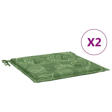 vidaXL Μαξιλάρια Καρέκλας 2 τεμ. Σχέδιο Φύλλων 40x40x4cm Υφασμάτινα