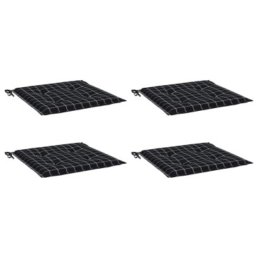 vidaXL Μαξιλάρια Καρέκλας 4 τεμ. Μαύρο Καρό 50x50x3cm Υφασμάτινα