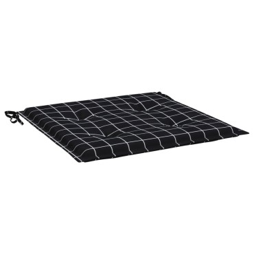 vidaXL Μαξιλάρια Καρέκλας 4 τεμ. Μαύρο Καρό 50x50x3cm Υφασμάτινα
