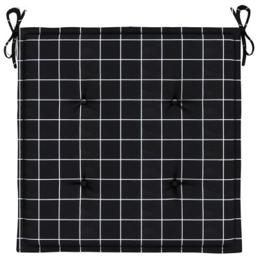 vidaXL Μαξιλάρια Καρέκλας 4 τεμ. Μαύρο Καρό 50x50x3cm Υφασμάτινα