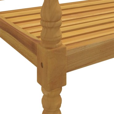vidaXL Παγκάκι Batavia Μασίφ Ξύλο Teak με Αν. Πράσινο Μαξιλάρι 150x50x3cm 1 τεμ.