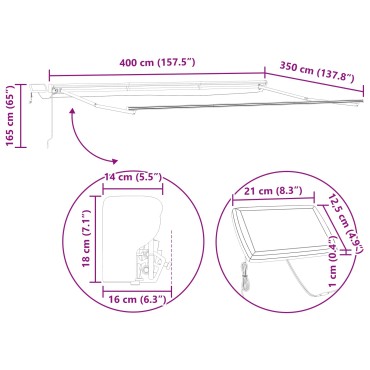 vidaXL Χειροκίνητο πλαίσιο τέντας με LED Γκρι και Λευκό 4 x 3,5 μ