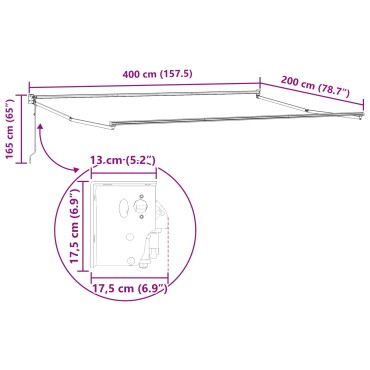vidaXL Electric Awning Frame 4 x 2 m Λευκό