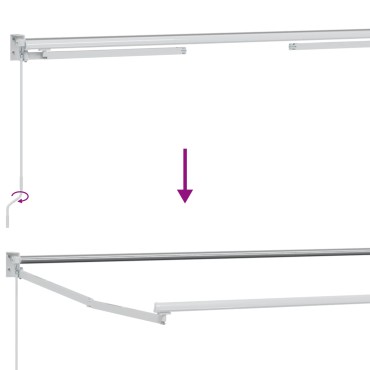 vidaXL Manual Awning Frame with Solar LED 4 x 2 m Λευκό