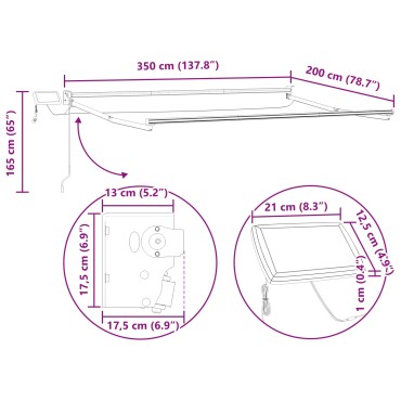 vidaXL Manual Awning Frame with Solar LED 3,5 x 2 m Ανθρακί