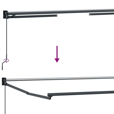 vidaXL Manual Awning Frame with Solar LED 3 x 2,5 m Ανθρακί