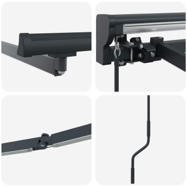 vidaXL Manual Awning Frame with Solar LED 3,5 x 2,5 m Ανθρακί