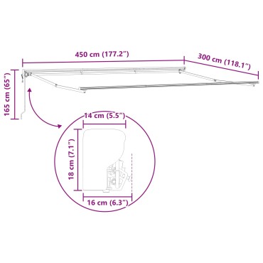 vidaXL Electric Awning Frame 4.5 x 3 m Λευκό