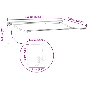 vidaXL Electric Awning Frame 3,5 x 2 m Ανθρακί