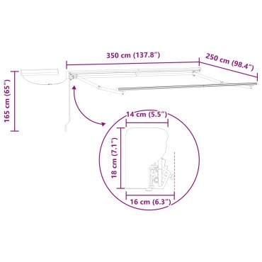 vidaXL Solar Electric Awning Frame 3.5 x 2.5 m Λευκό