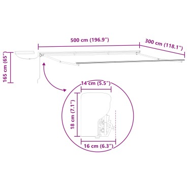 vidaXL Solar Electric Awning Frame 5 x 3 m Λευκό