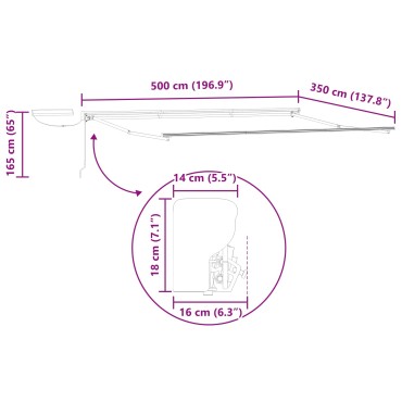 vidaXL Solar Electric Awning Frame 5 x 3,5 m Λευκό