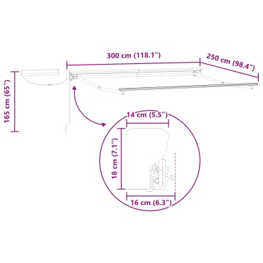 vidaXL Solar Electric Awning Frame 3 x 2.5 m Ανθρακί