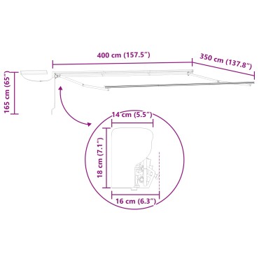 vidaXL Solar Electric Awning Frame 4 x 3,5 m Ανθρακί
