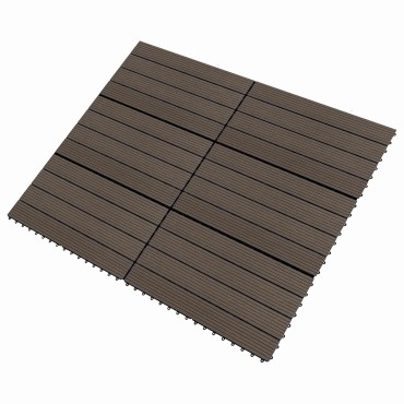 vidaXL Πλάκα Κατασκευής 6 τμχ. Σκούρο Καφέ 60 x 30 cm WPC
